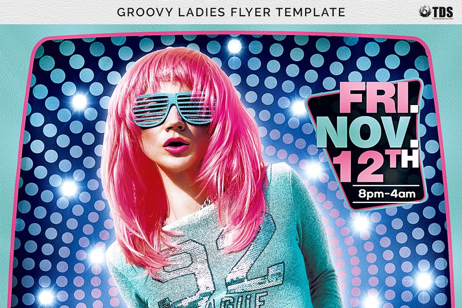 DJ音乐狂欢派对宣传传单PSD模板 Groovy Ladies Flyer PSD插图(6)