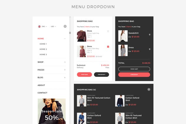 高端大气时尚品牌服装电商外贸网站设计PSD模板 Prosto Shop – E-Commerce PSD Kit插图(10)