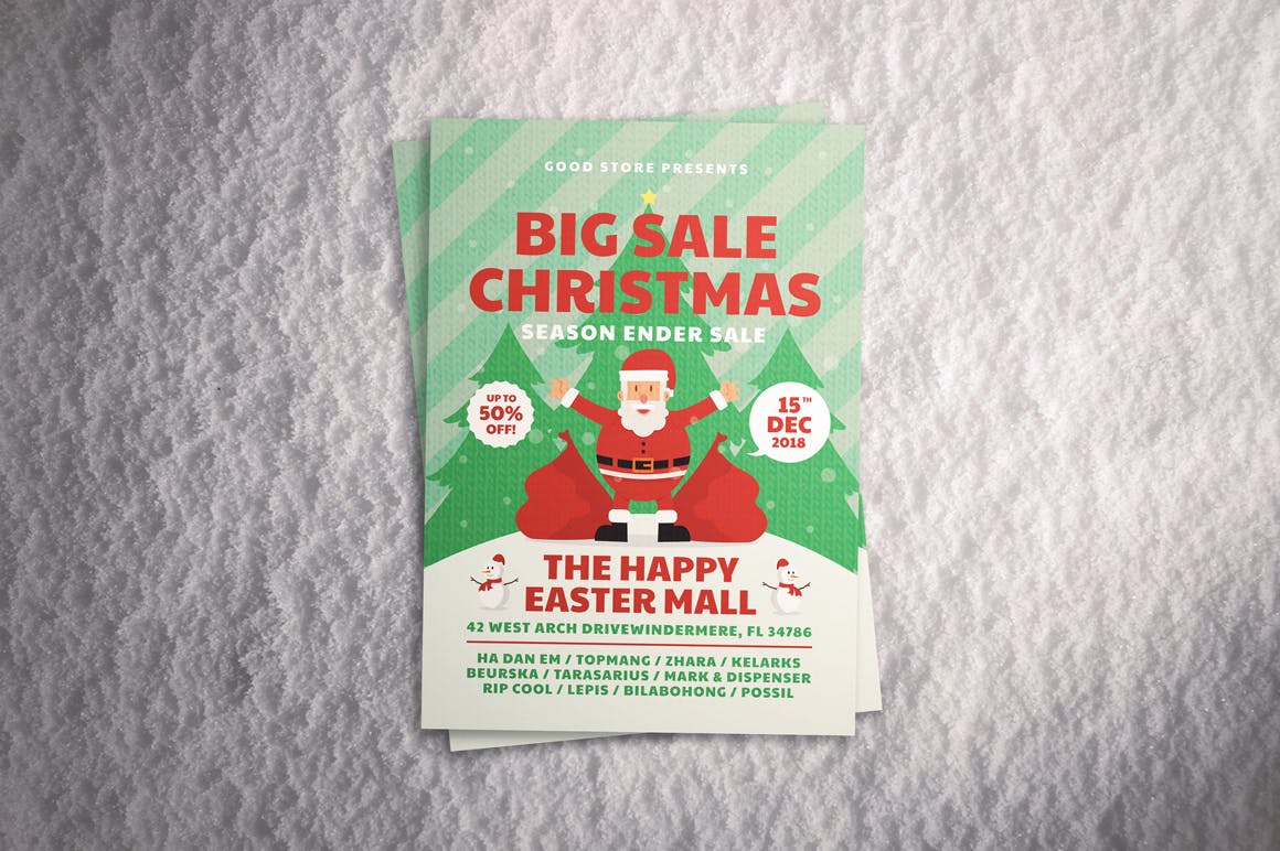 圣诞节促销海报传单设计模板 Christmas Sale Flyer插图(2)