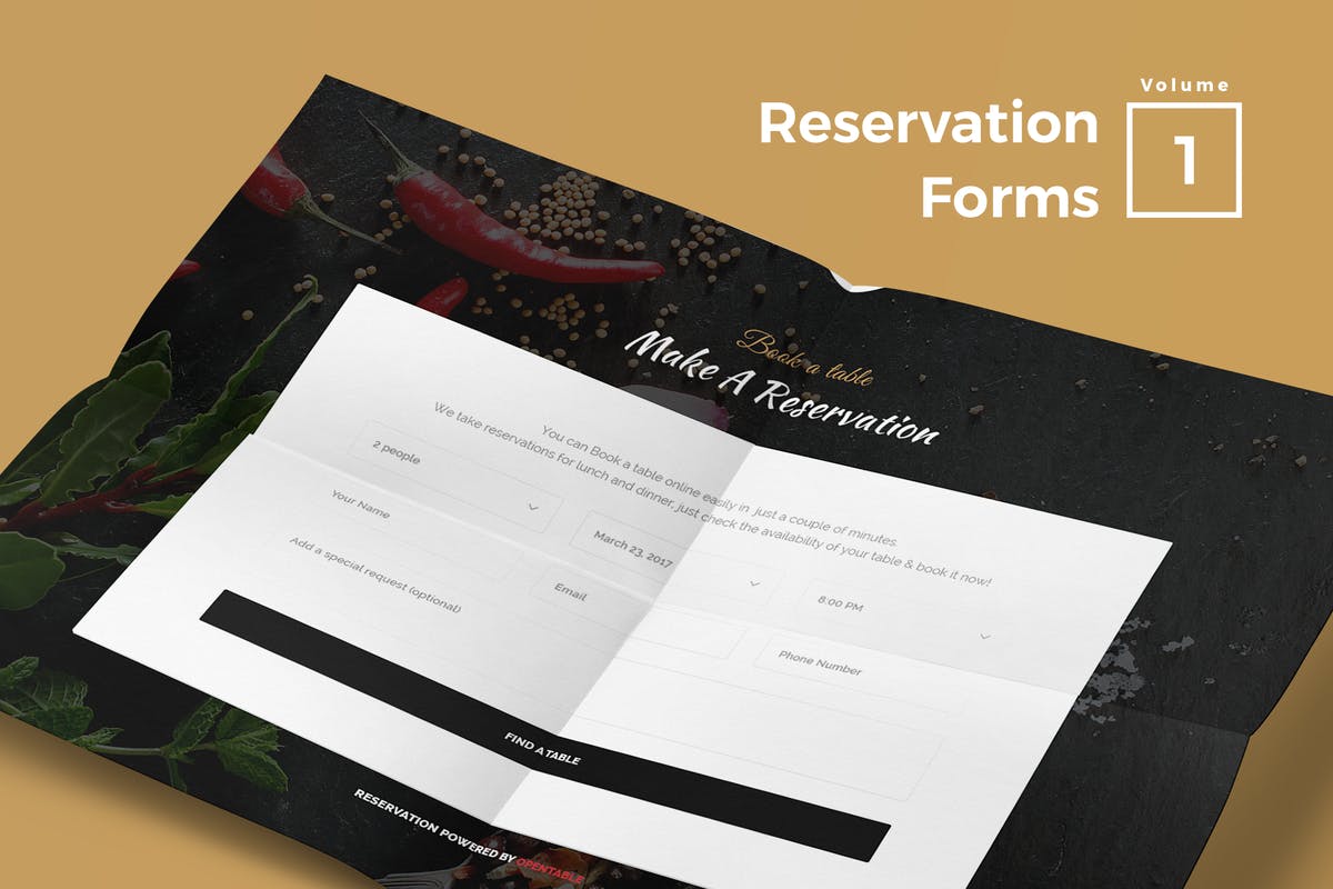 预订表单网页设计UI模板V1 Reservation Forms for Web Vol 01插图