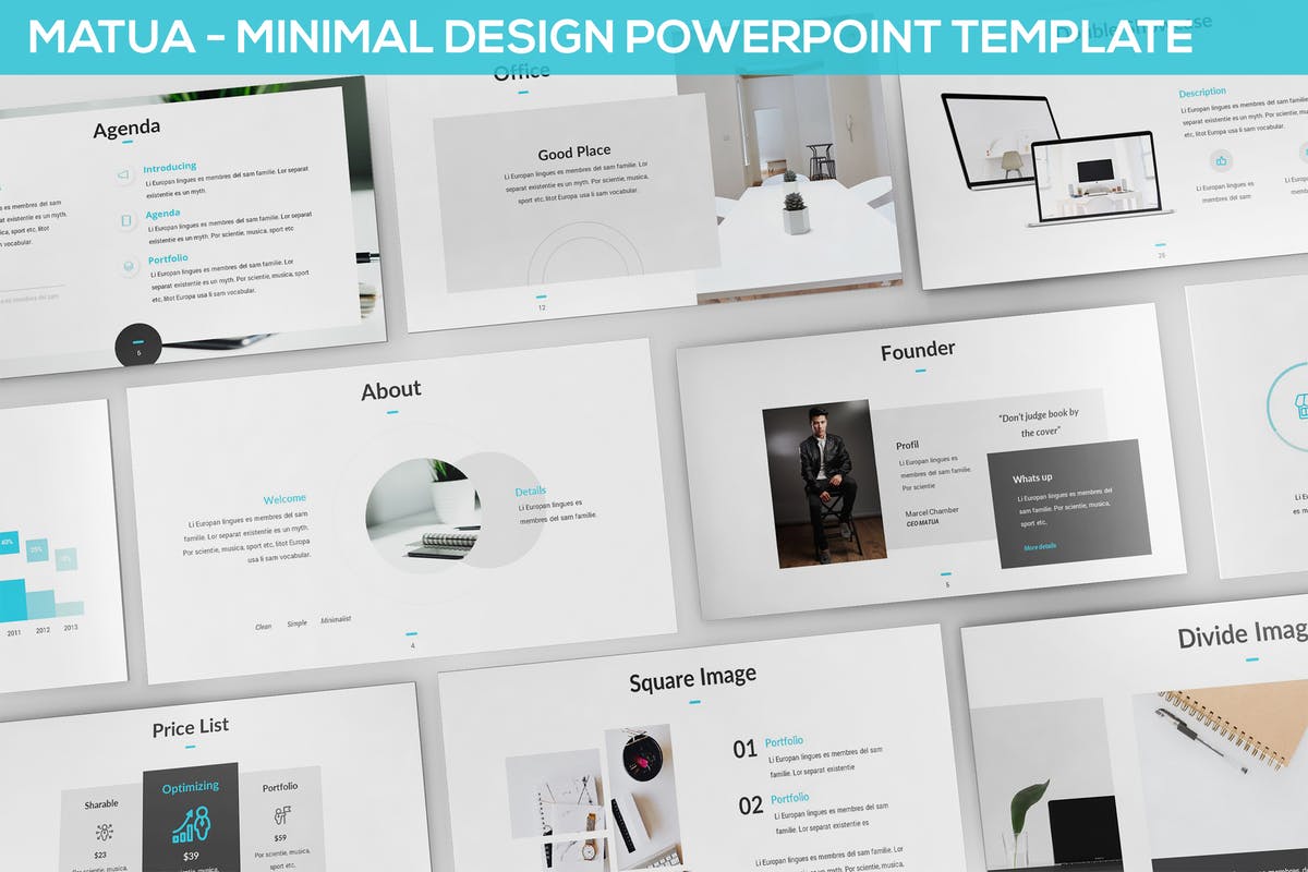 极简主义设计风格创业团队/初创公司介绍幻灯片素材 Matua – Minimal Design Powerpoint Presentation插图