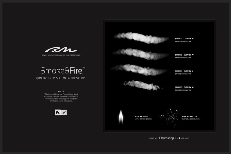 RM精品：烟雾&火焰图形图案PS笔刷 RM Smoke & Fire插图(2)