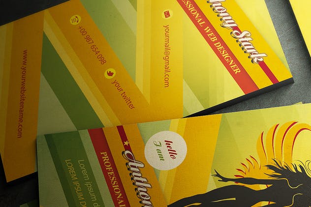 天使图案创意名片设计模板 Woman Business Card Design – 6 color versions插图(1)