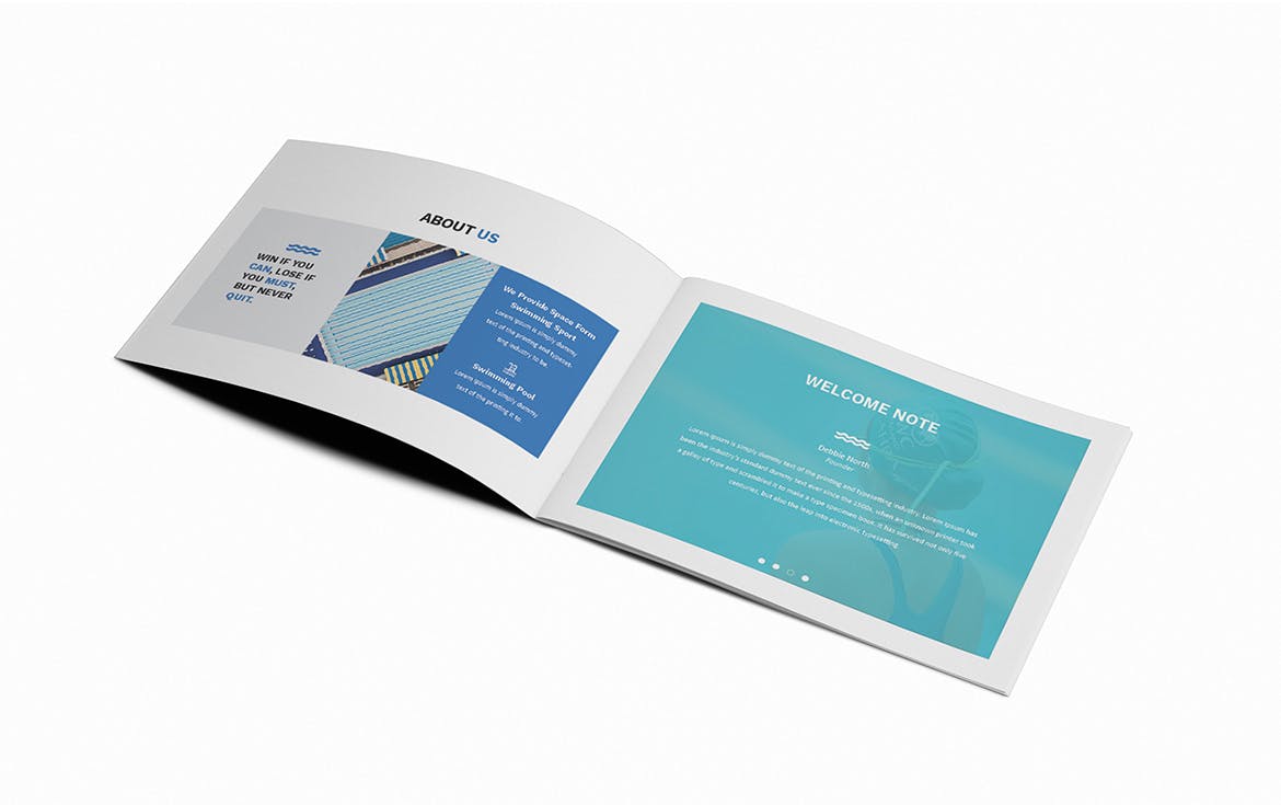 游泳培训招生简章/宣传册设计模板 Swimming A5 Brochure Template插图(3)