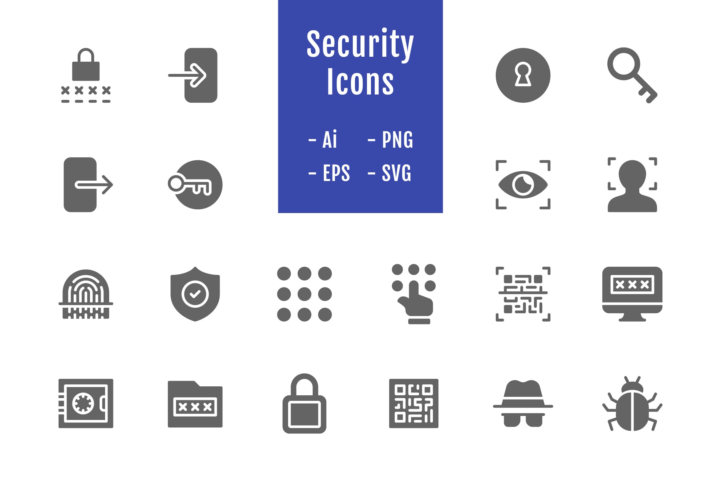 20枚信息安全主题实心矢量图标 20 Security Icons (Solid)插图