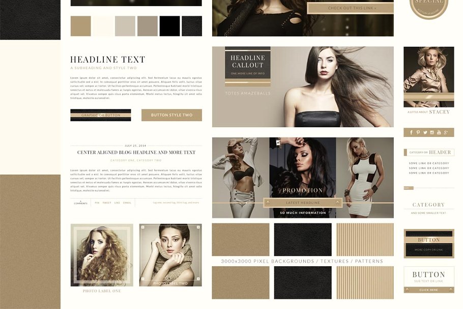 经典实用博客网站设计模板 StyleBox Blog Graphics/Website Kit 4插图(2)