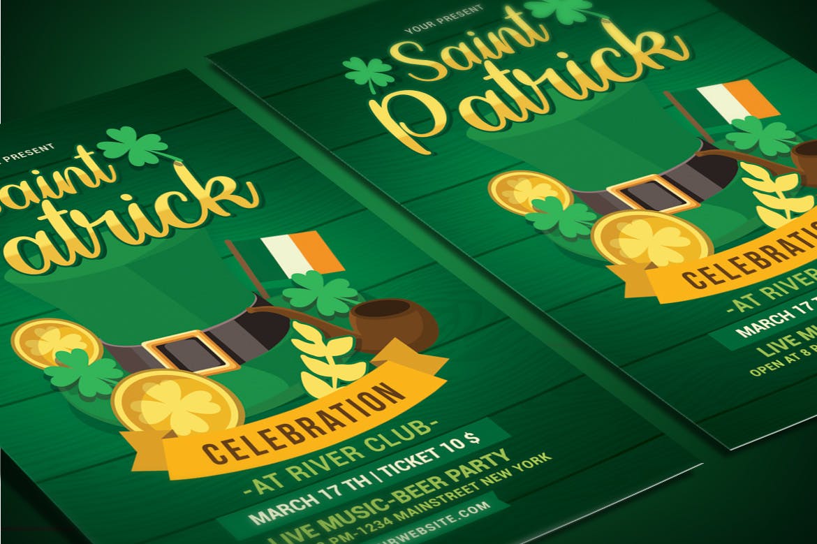 圣帕特里克节庆祝活动海报传单模板 Saint Patrick Day Celebration插图(2)