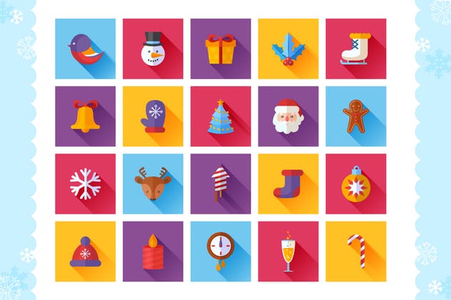 圣诞节风格扁平化图标集 Christmas Flat Icons Set插图(3)