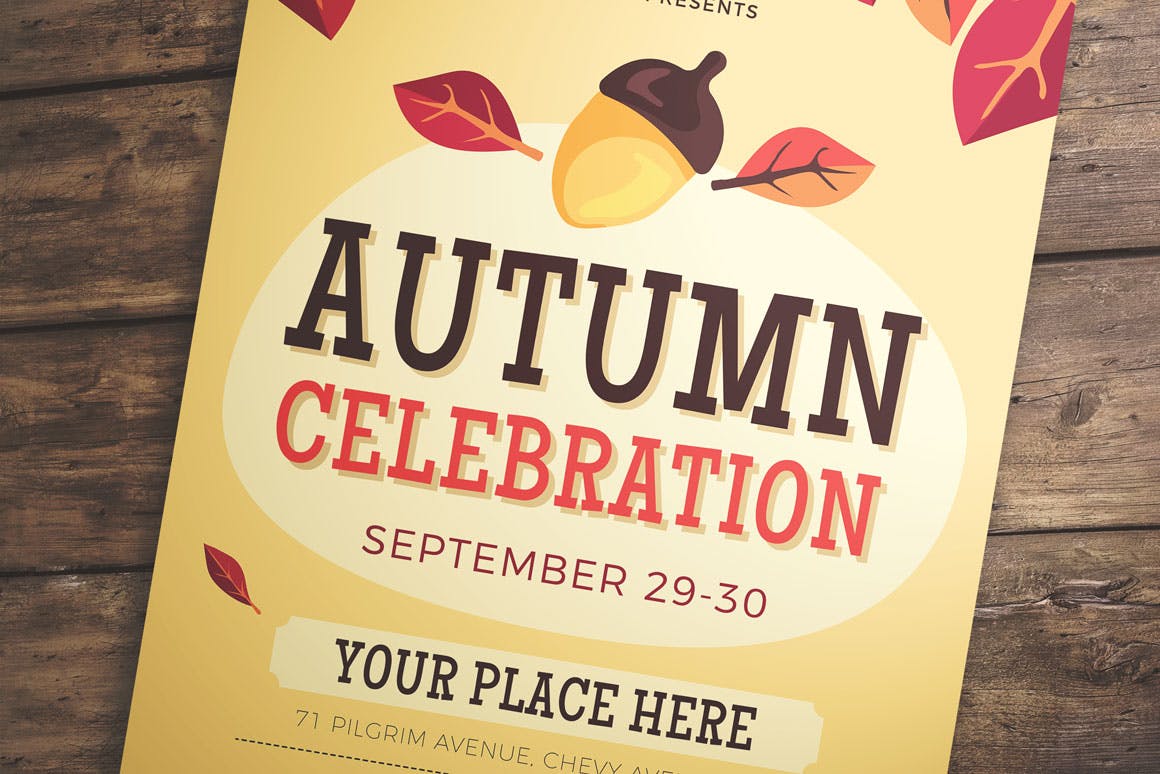 秋季丰收季节庆典活动海报传单模板 Autumn Celebration Flyer插图(3)