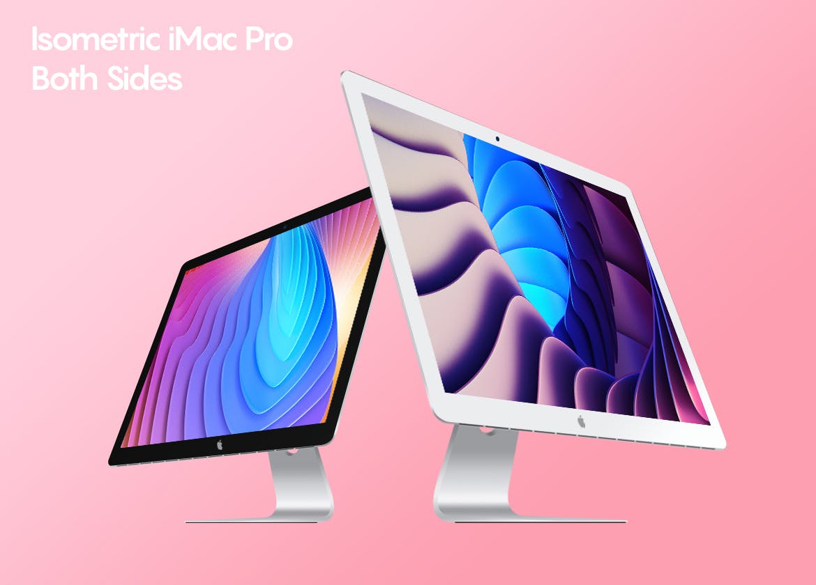 iMac一体机网站设计效果图预览样机素材v1 Isometric iMac Pro Mockup插图(5)