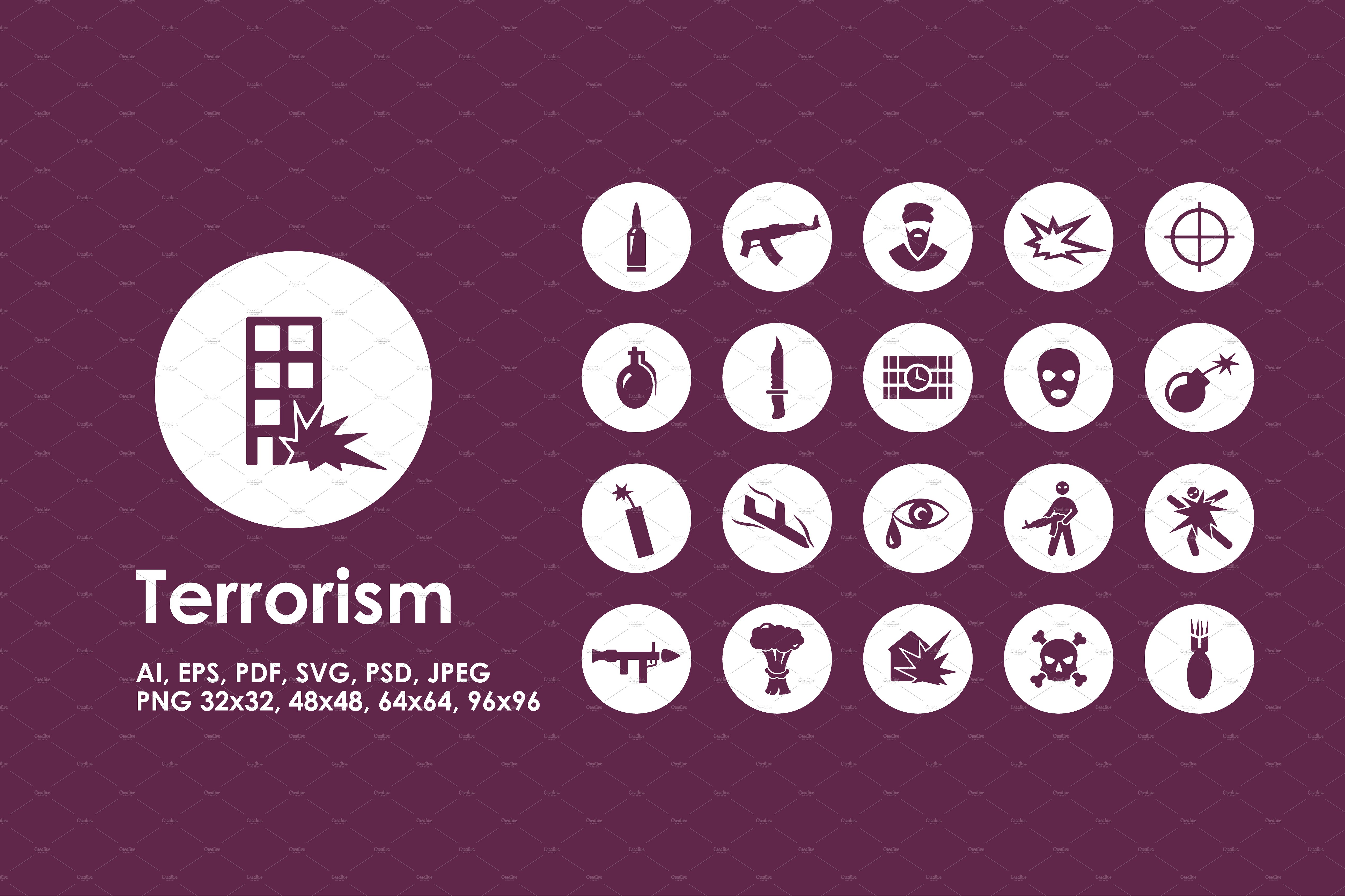 反恐反恐怖主义主题图标 Terrorism icons插图