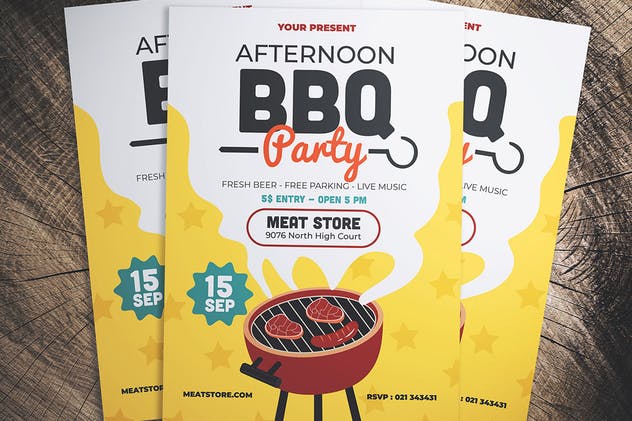 BBQ烧烤活动海报传单设计模板 Barbeque Party Flyer插图(2)