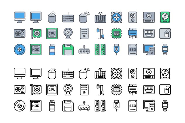 30枚计算机硬件矢量图标合集 30 Computer Hardware icon set插图(2)