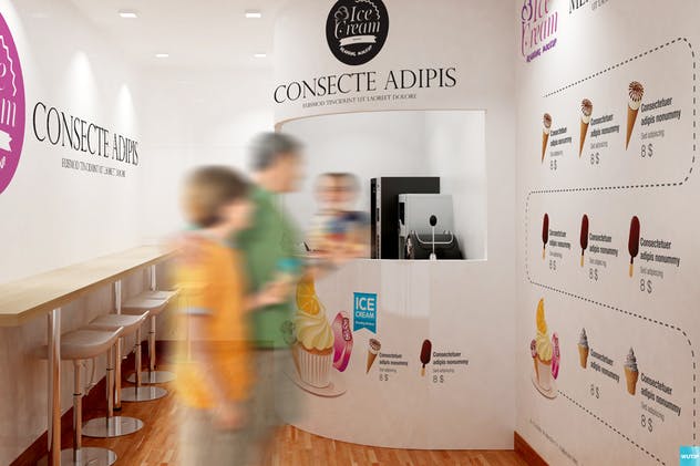 雪糕咖啡店铺品牌样机模板 Ice Cream – Coffee Branding Mockups插图(3)