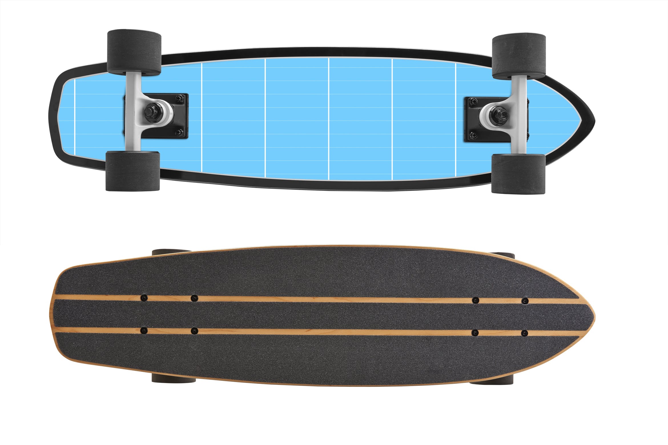 滑板外观设计俯视图&底部图样机模板 Skate_Board_Mockup插图