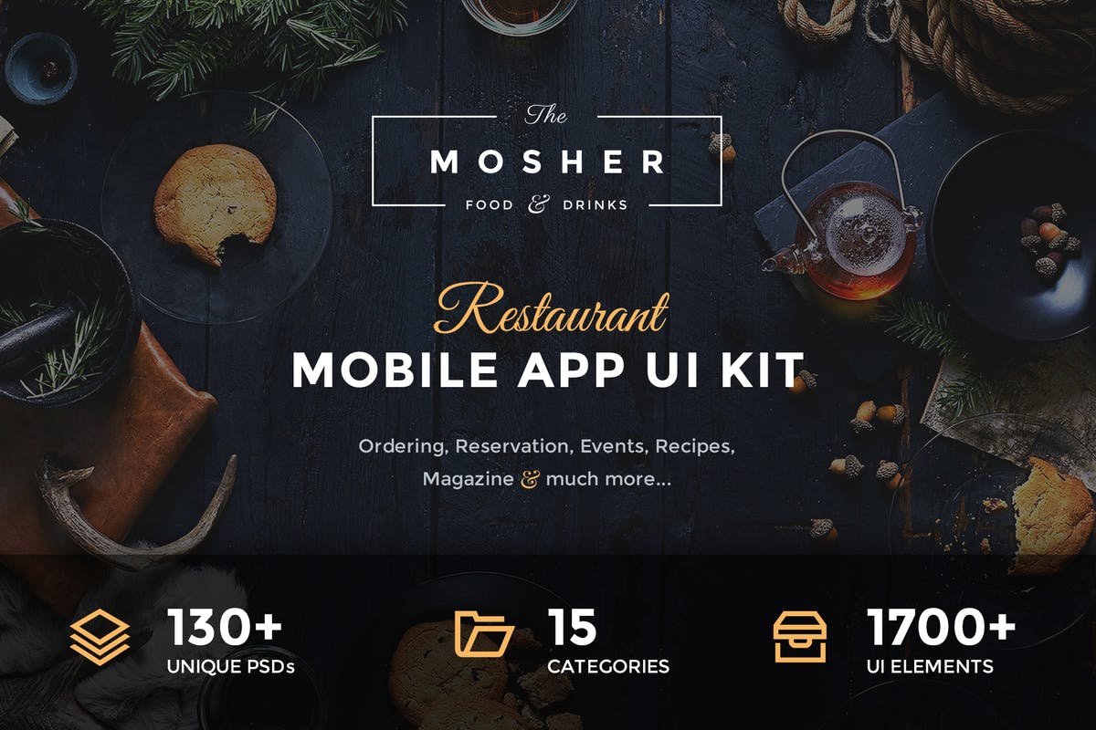 餐厅&咖啡厅美食主题APP UI套件 Mosher – Restaurant Mobile App UI Kit插图