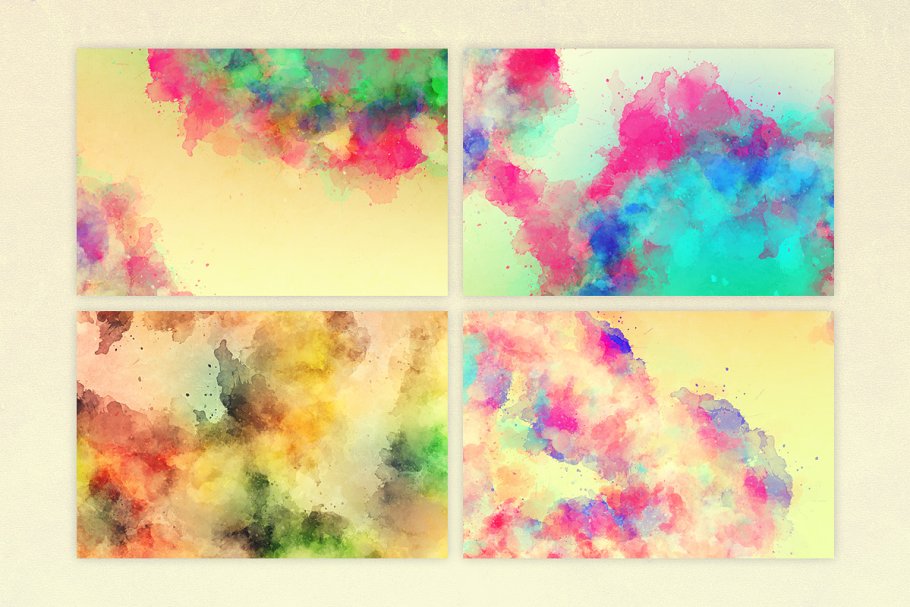 鲜艳色彩水彩肌理纹理 Vibrant Watercolor Textures插图(1)