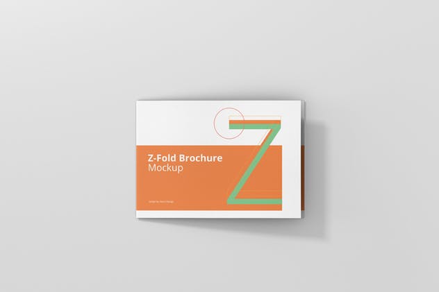 横向三折页菜单/广告册子样机模板 Z-Fold Brochure Mockup – Landscape Din A4 A5 A6插图(8)