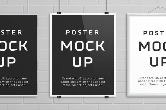 美国信纸规格海报设计样机模板 Poster Mock Up – US Letter插图(1)