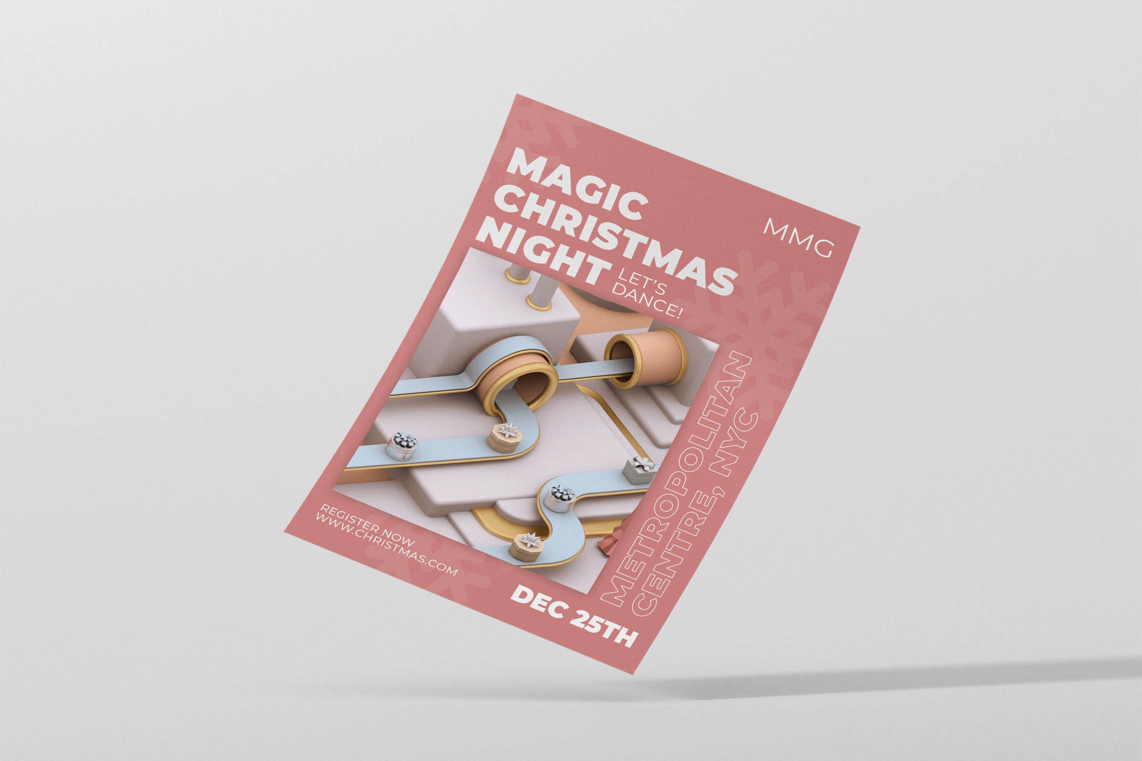 3D建模场景圣诞节主题海报传单设计模板 Christmas Flyer插图