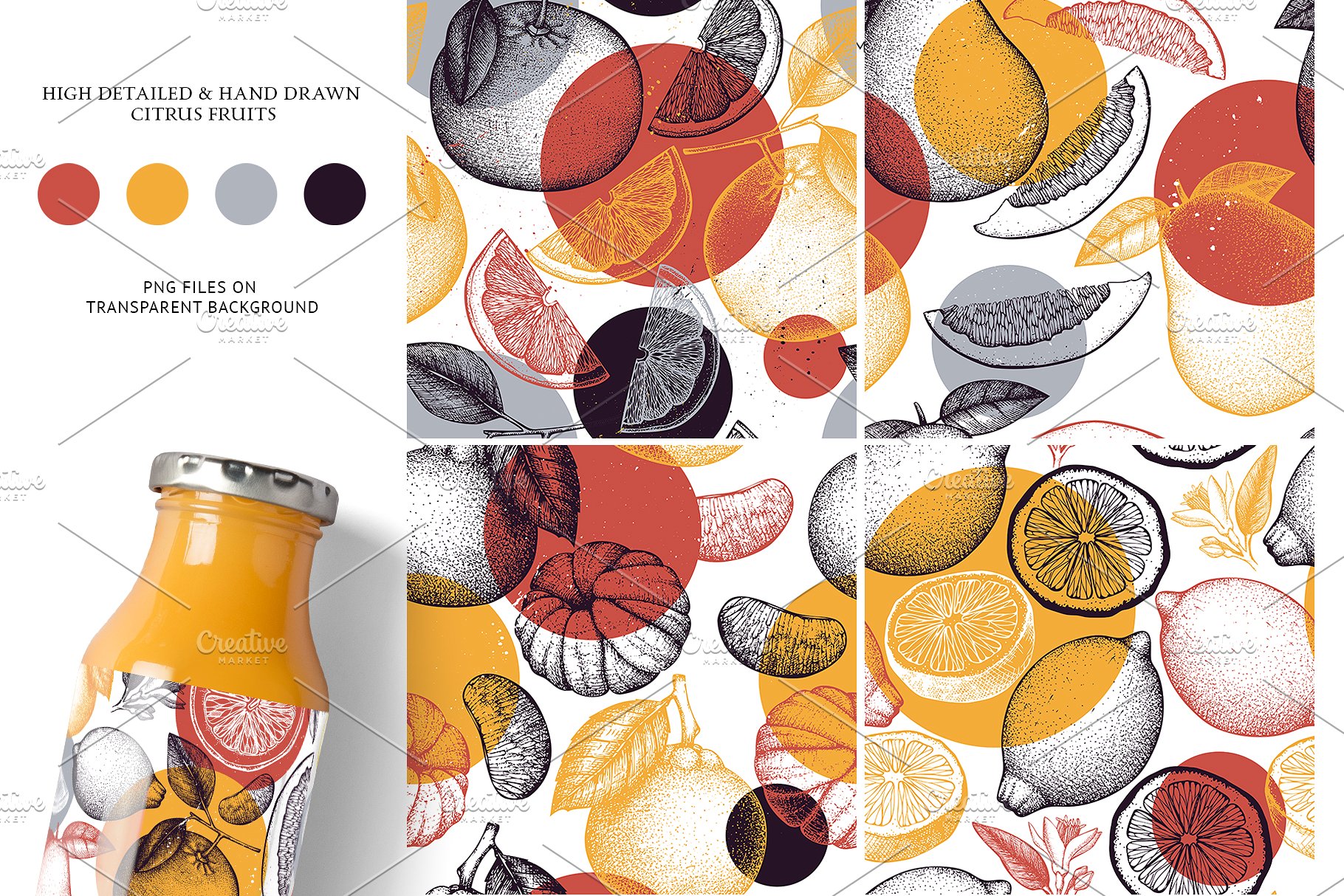 柑橘属果实图案纹理 Citrus Fruits Patterns Collection插图(3)