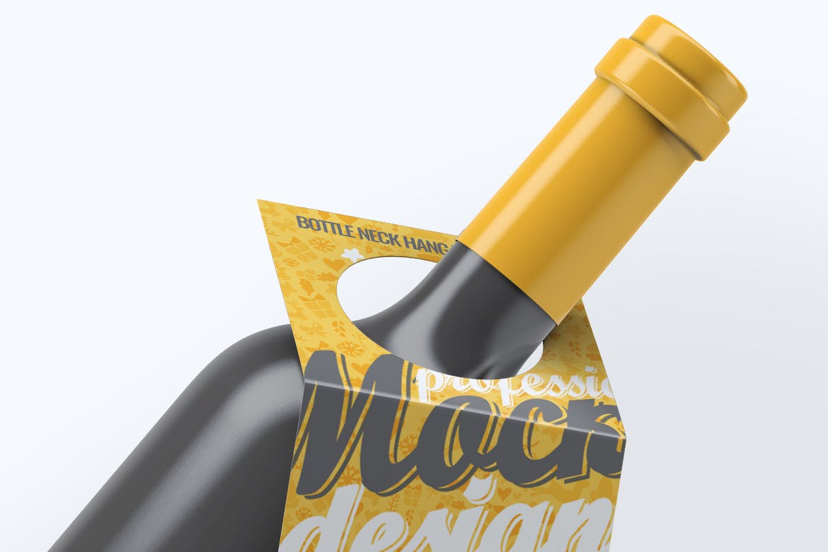 多角度的高品质逼真质感的红酒葡萄酒包装设计瓶颈衣架标签模拟VI样机展示模型mockups插图(4)