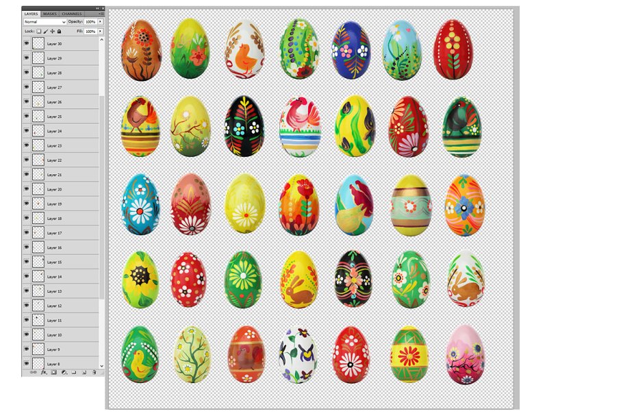 35款手绘彩绘复活节鸡蛋素材 35 hand-painted Easter eggs插图(1)