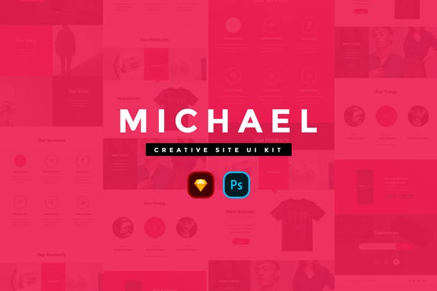 创意产品设计团队网站UI模板 Michael Creative Website UI Kit插图(2)