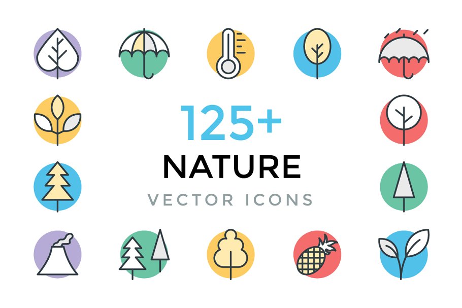 125+大自然气候相关创意矢量图标 125+ Nature Vector Icons插图