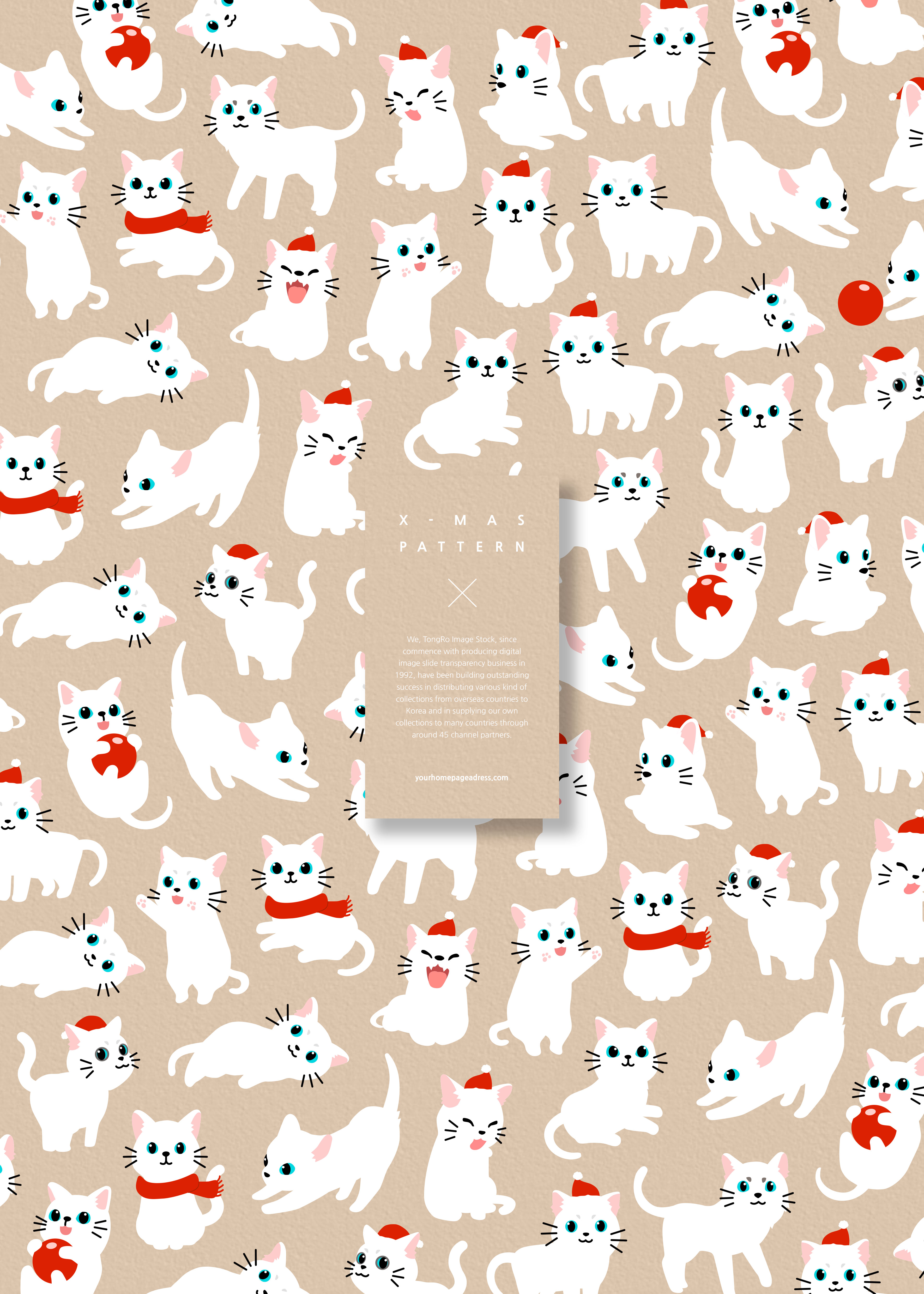 各种动作的可爱小猫咪圣诞图案素材[PSD]插图