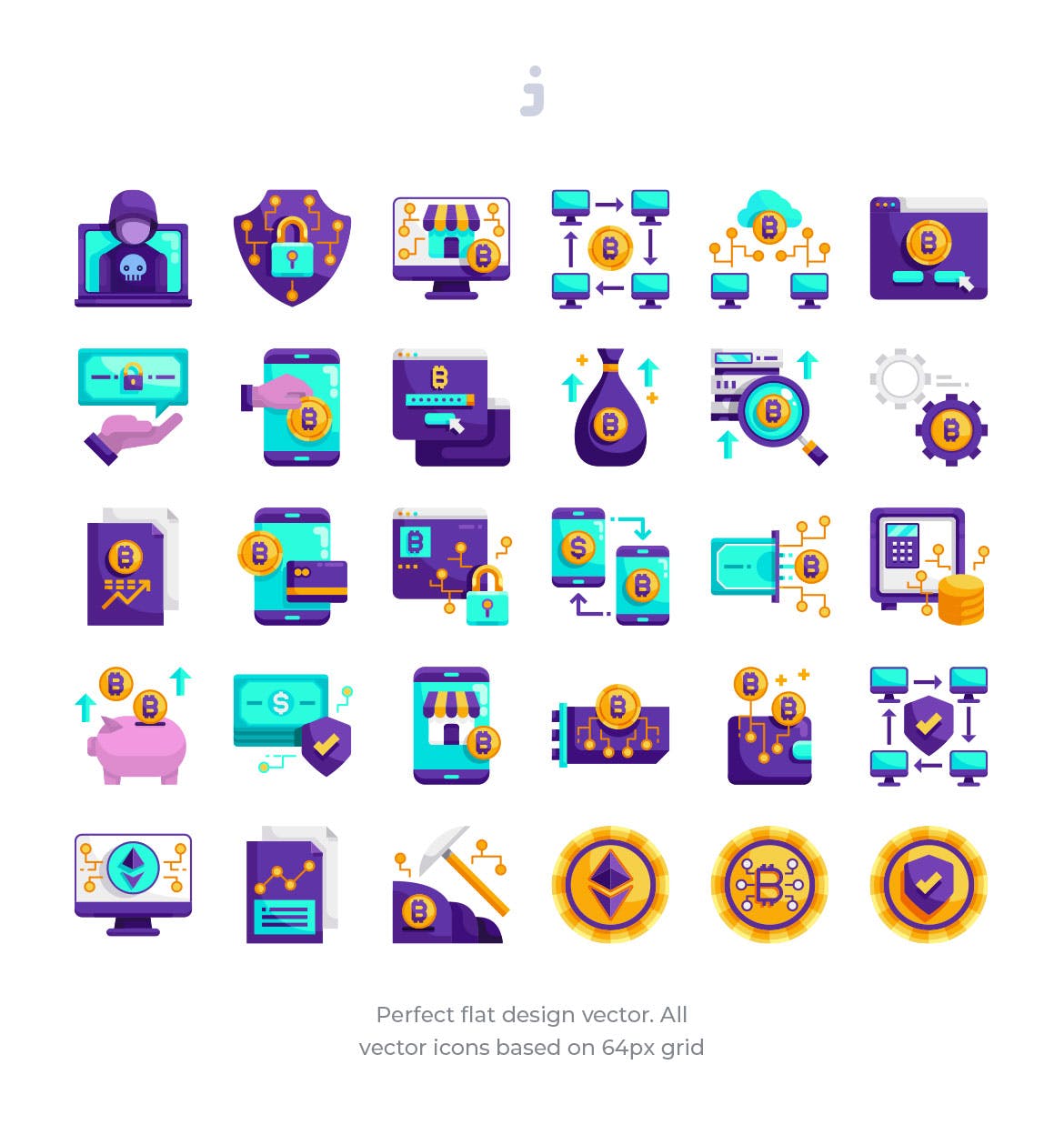 30枚加密货币主题扁平化矢量图标 30 Cryptocurrency Icons – Flat插图(1)