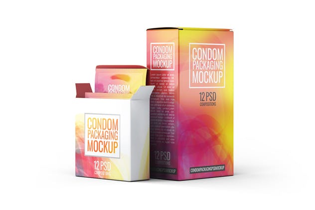 成人用品避孕套包装设计样机模板 Сondoms Packaging Mock-Up插图(3)