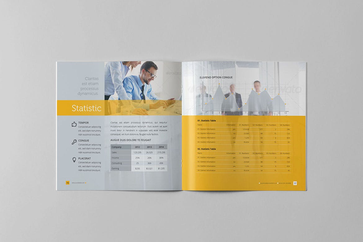 简约设计风格企业宣传画册设计模板素材 Clean Business Square Brochure插图(9)