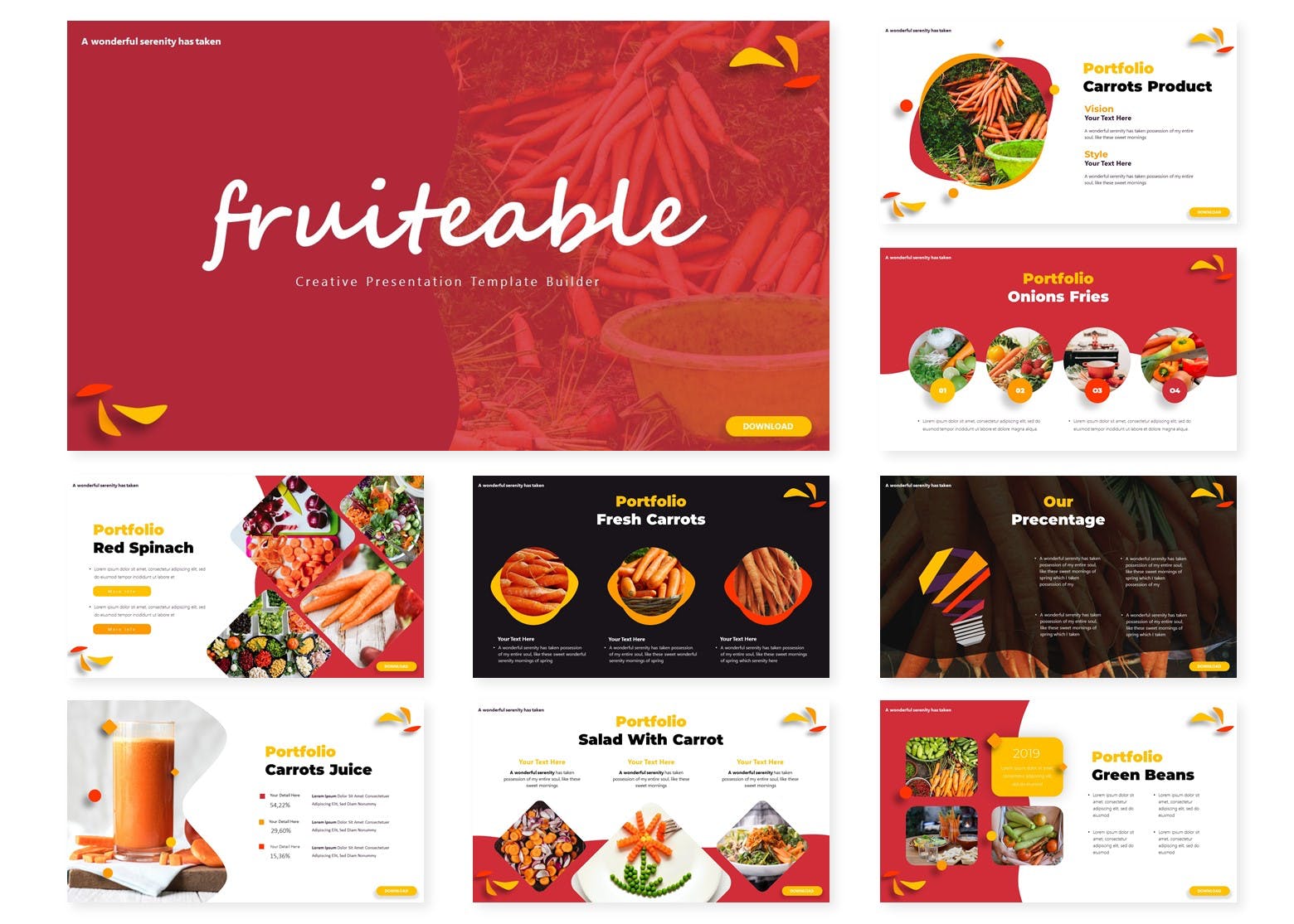 水果品牌宣传PPT幻灯片模板 Fruiteable | Powerpoint Template插图(1)