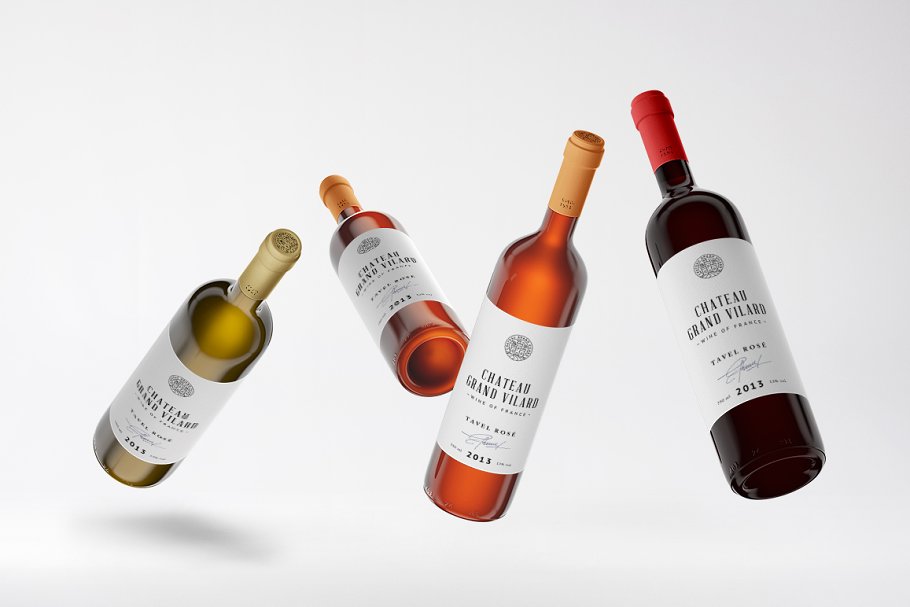 高档葡萄酒外观设计样机 Wine Packaging Mockups插图(6)