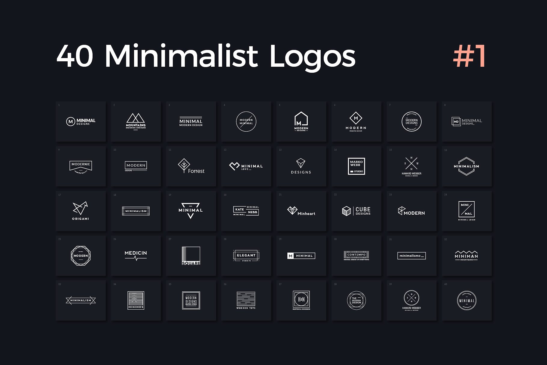 40款多用途的极简Logo模板V.1 40 Minimalist Logos Vol. 1插图