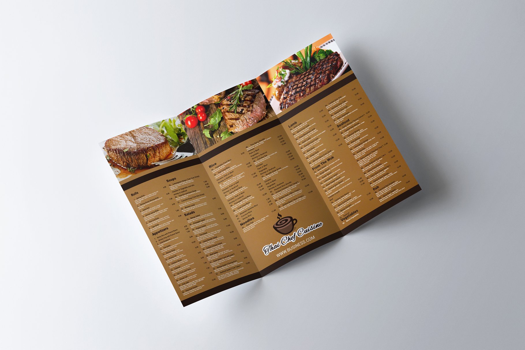 餐厅饭馆三折页菜单模板 Restaurant Menu Tri-fold Brochure插图(2)