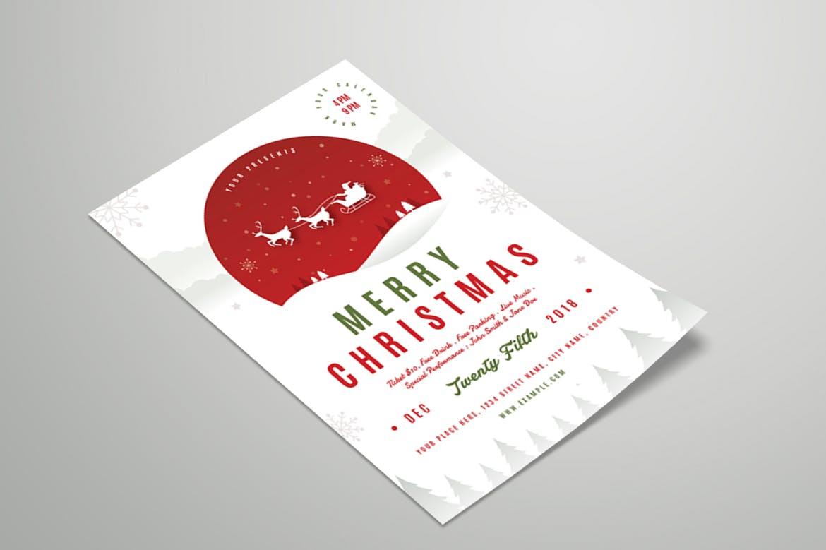 简约风格圣诞节庆祝活动海报传单模板 Christmas Party Flyer插图(2)