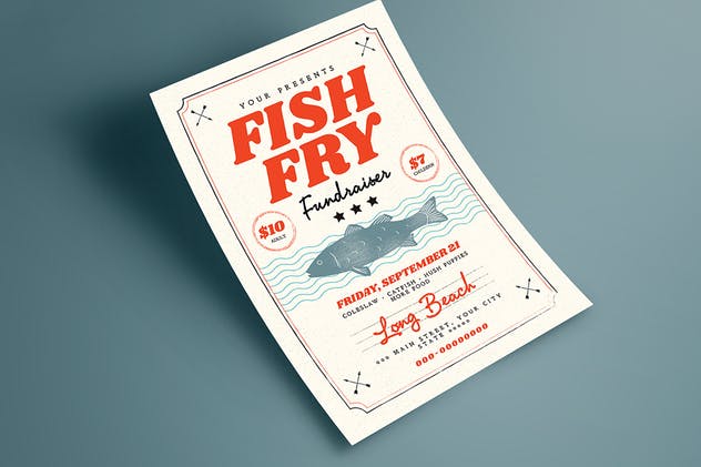 现钓煎鱼美食活动传单海报模板 Fish Fry Flyer插图(3)