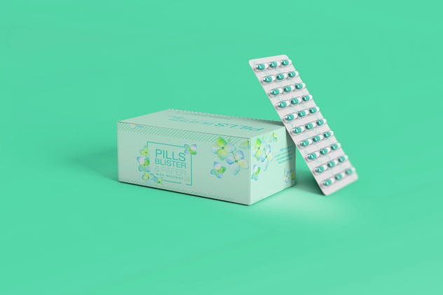 胶囊药物纸盒包装样机 Pills Blister/ Paper Box Mockup插图(6)