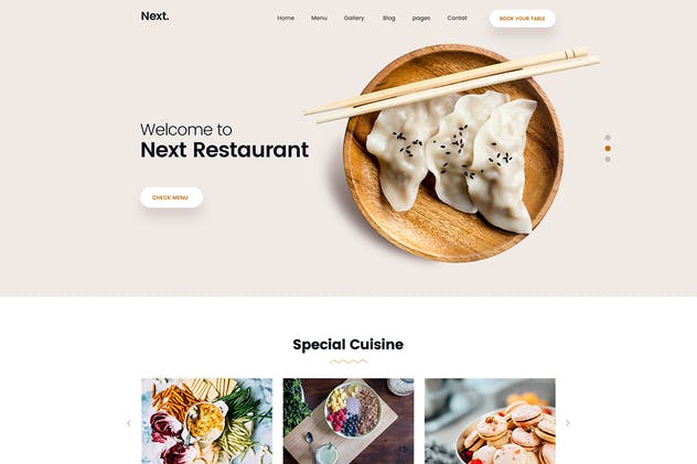 餐厅在线预订网站和菜单设计PSD模板 Restaurant Online Reservation & Menu PSD Template插图(1)