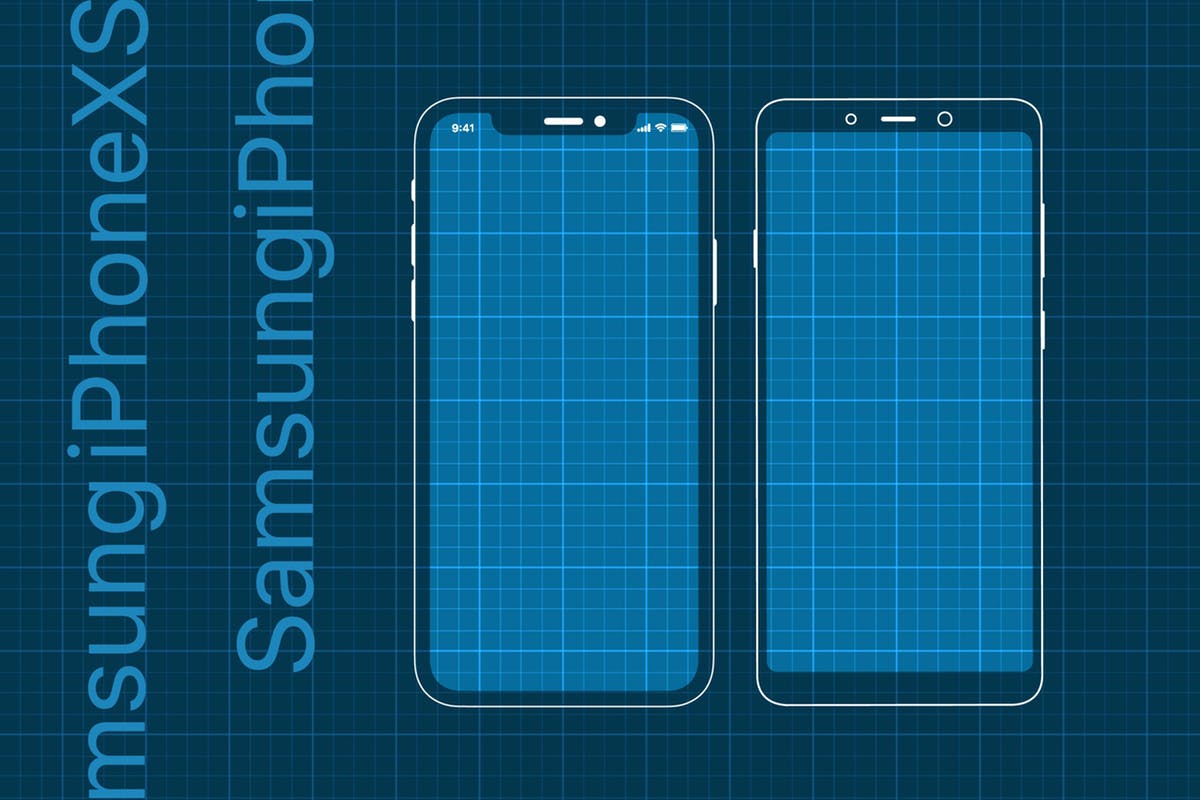 iPhoneXS&三星手机网页&APP应用原型设计展示样机模板 iPhoneXS and Samsung Prototype mockup插图