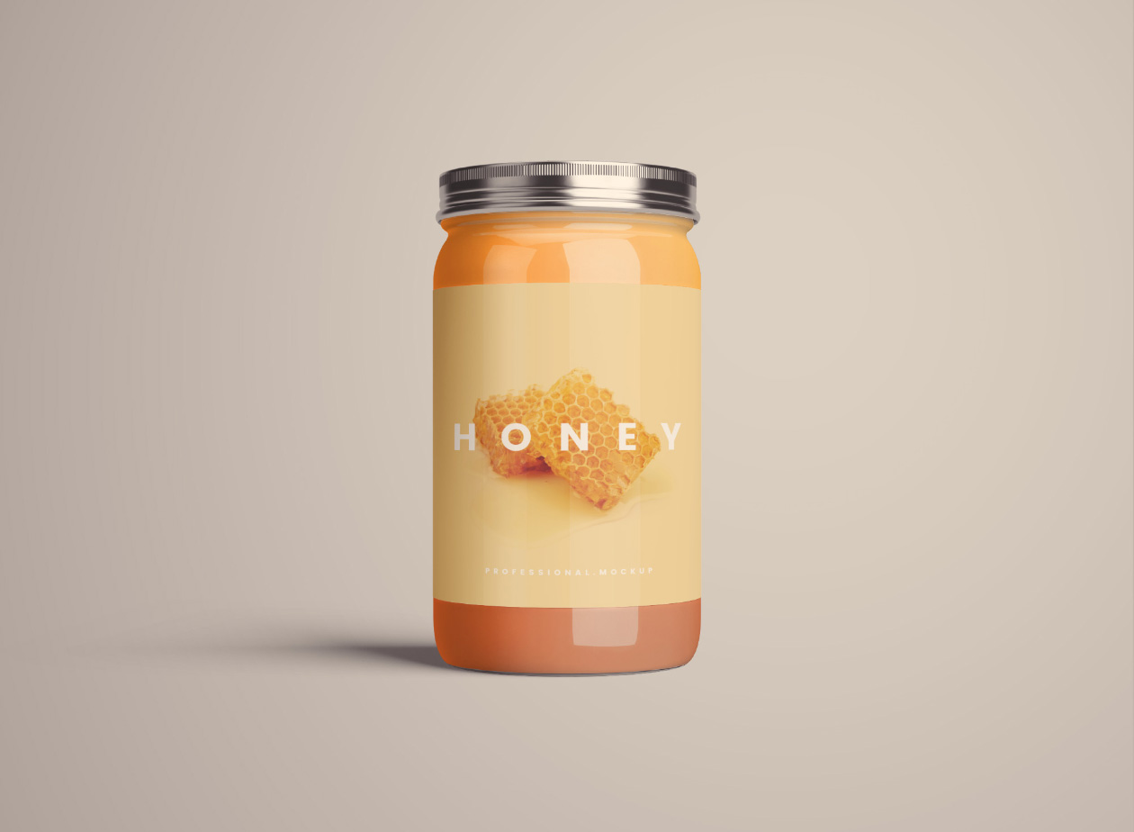 蜂蜜玻璃罐子外观展示样机插图(15)