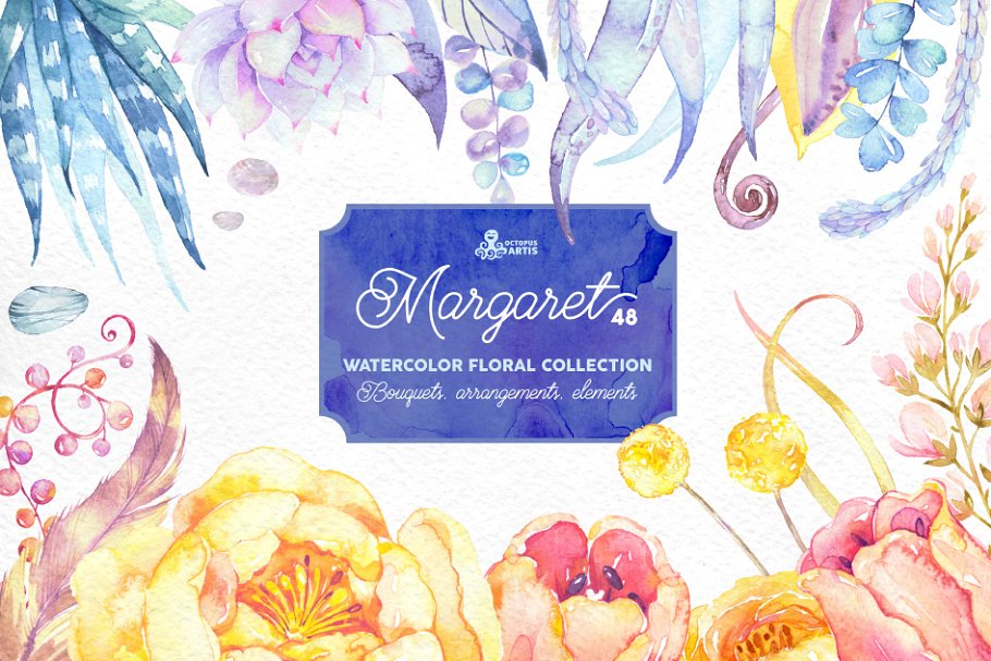 玛格丽特水彩花卉插画 Margaret. Watercolor flowers插图(2)