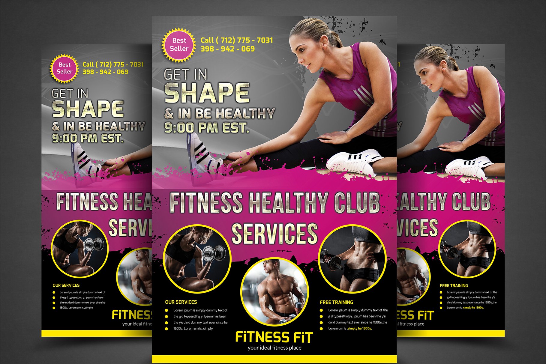 健身房俱乐部宣传传单模板 Fitness Flyer – Gym Flyer Templates插图