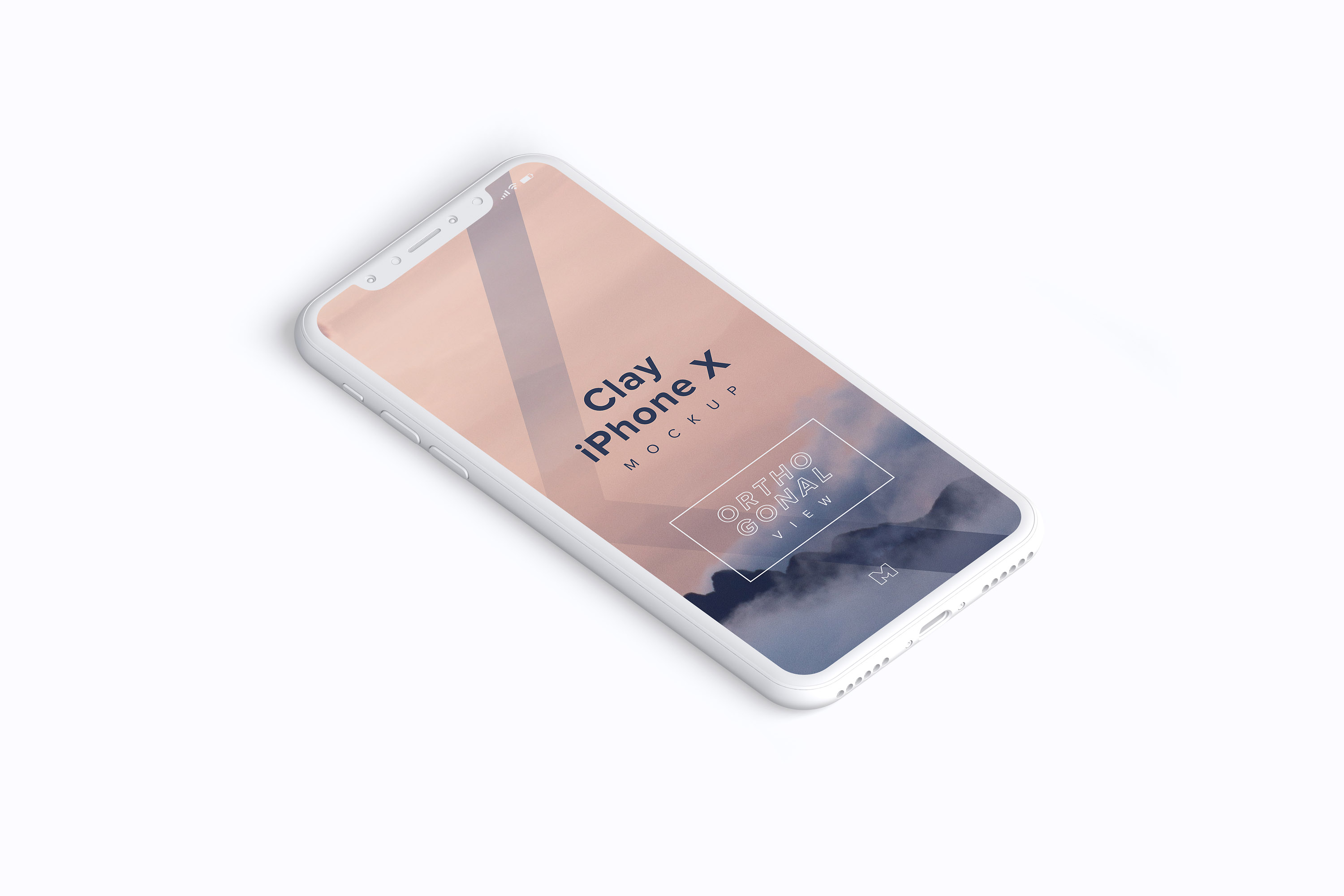 多个iPhone X智能手机屏幕等距平铺视觉样机模板 Clay iPhone X Mockup 02插图(1)