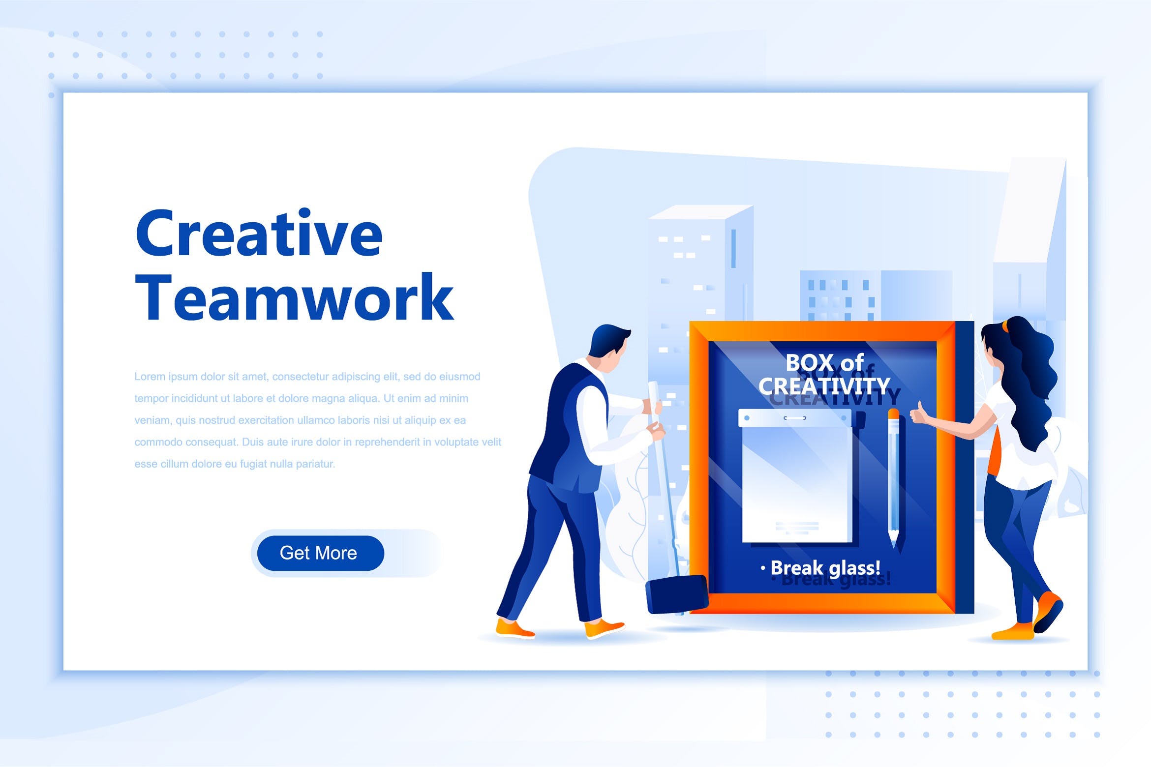 创意团队/团队协作主题网站设计矢量插画 Creative Teamwork Flat Landing Page Header插图