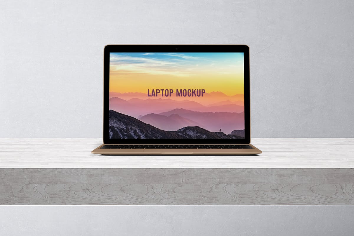 笔记本电脑屏幕演示样机模板 14×9 Laptop Screen Mock-Up – Gold插图