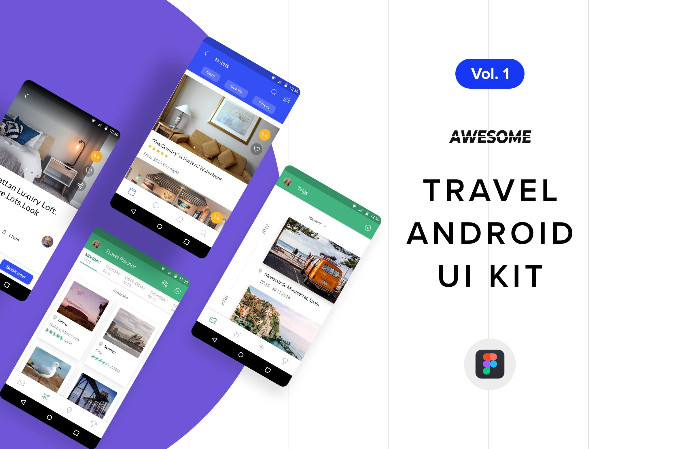 安卓手机平台旅游APP应用UI设计套件v1[Figma] Android UI Kit – Travel Vol. 1 (Figma)插图
