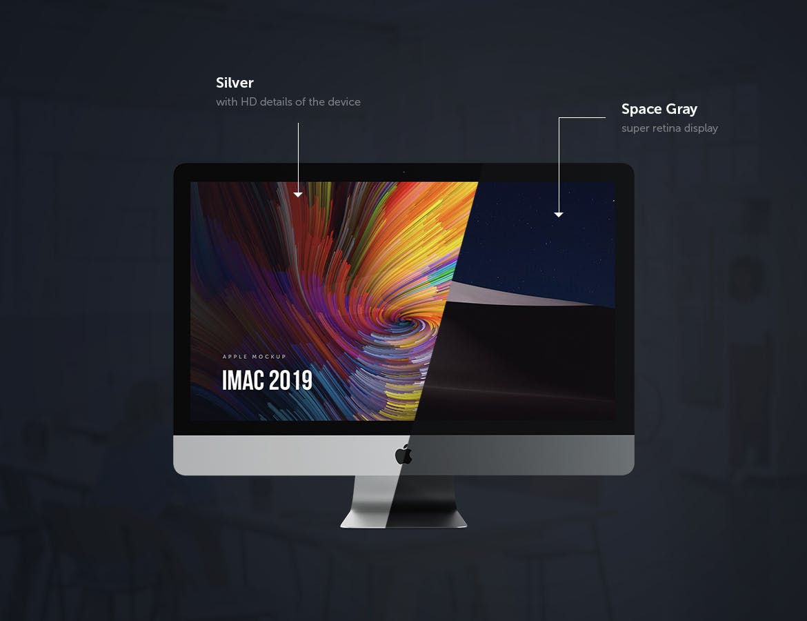 2019款iMac电脑一体机样机模板 iMac 2019 Mockup插图(1)